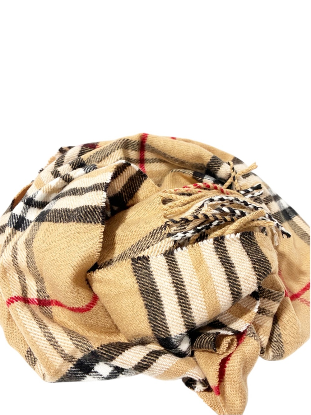 Brown Plaid Cashmere Fringe Sweater Novacheck Tan